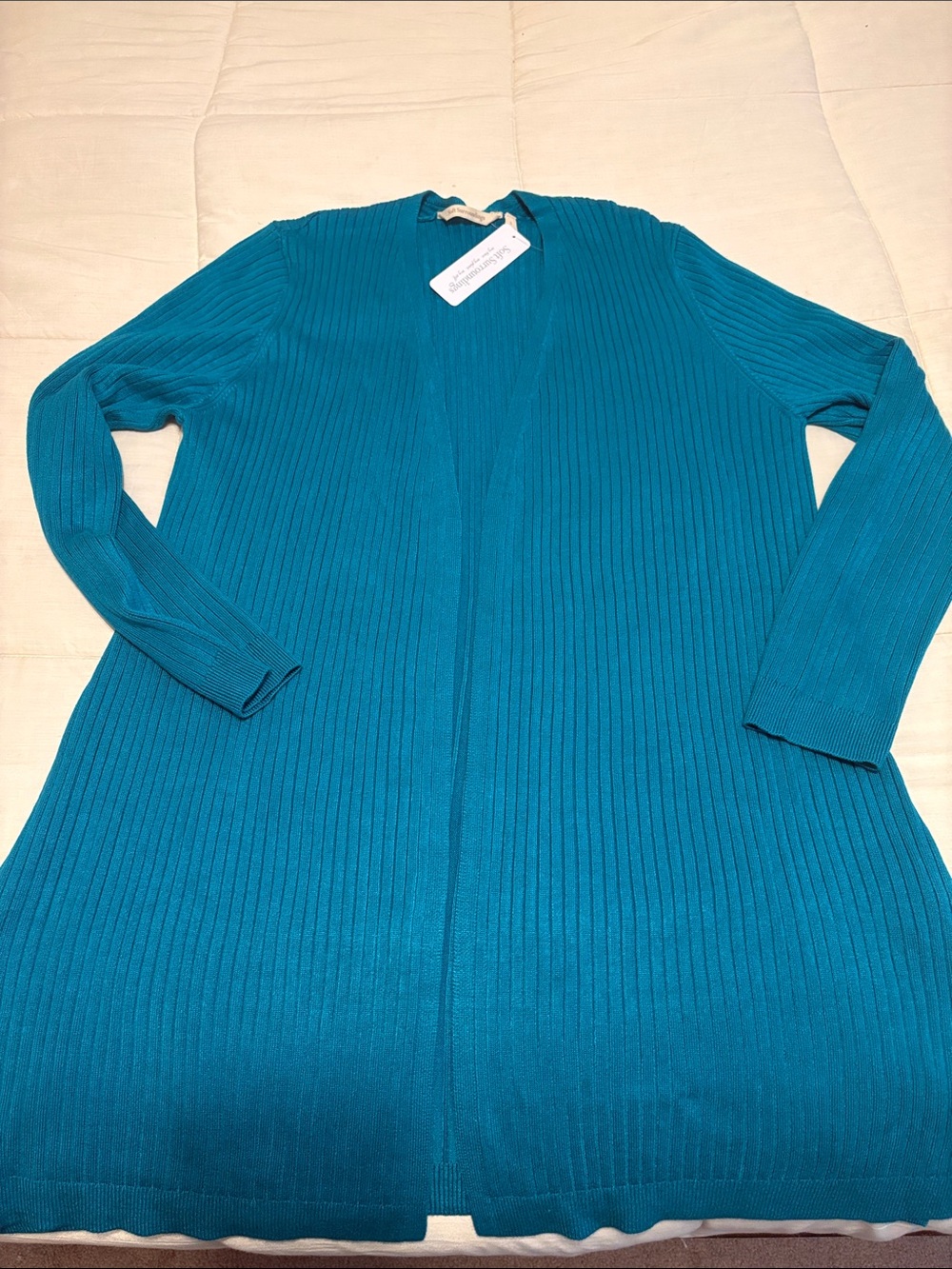 J. Crew Teal Ribbed Open-Front Cardigan